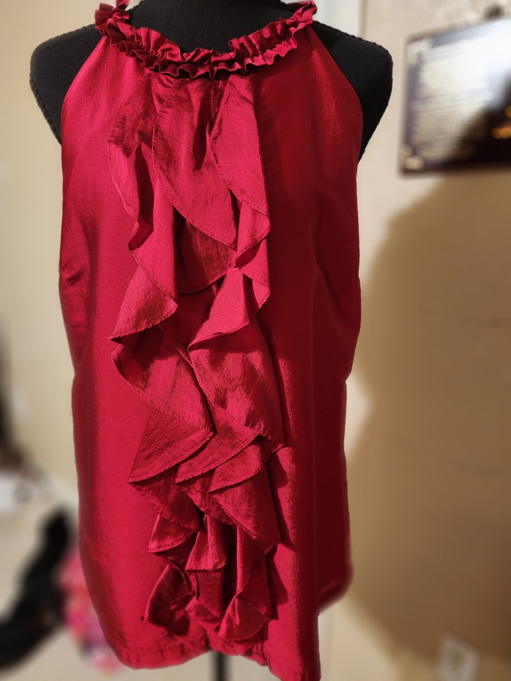 Alfani Red Ruffle Halter Camisole